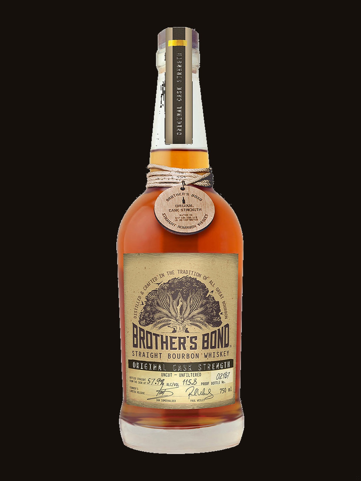 Brother's Bond Straight Bourbon Whiskey Original Cask Strength With Pre-Engraved Signatures